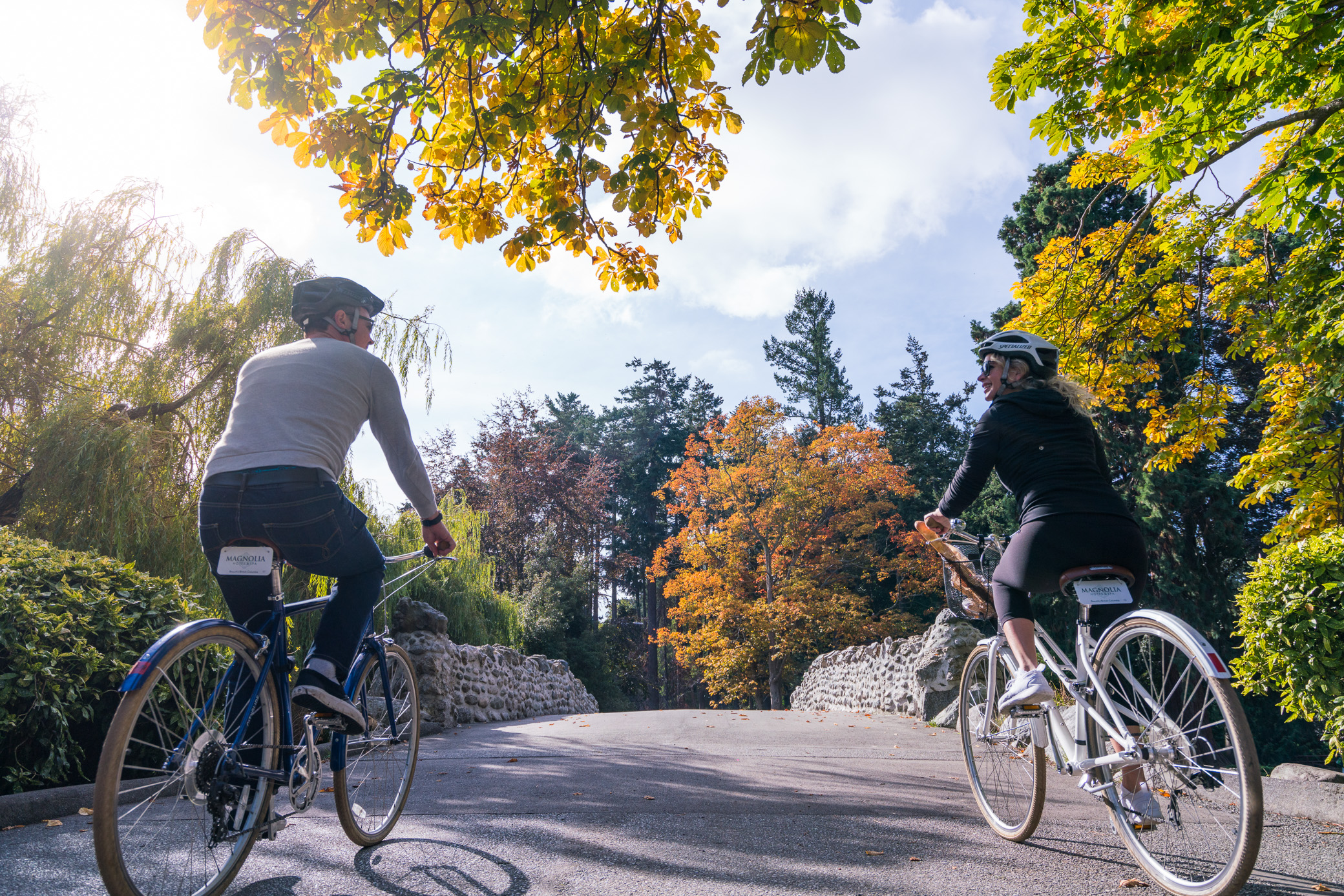 Biking in Beacon Hill Park in the fall