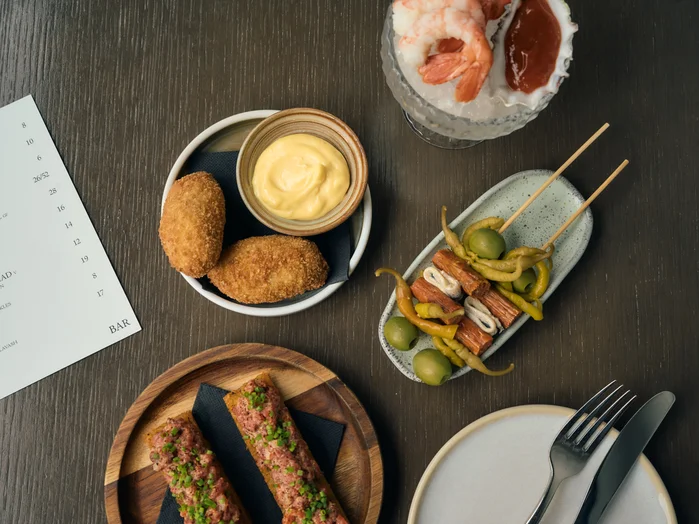 A spread of bar snacks from The Courtney Room