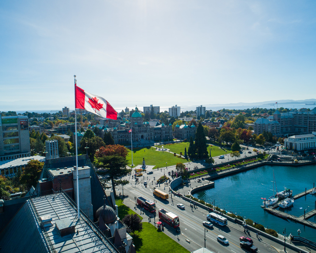 Bird eye view of the Inner Harbbour in Victoria, BC