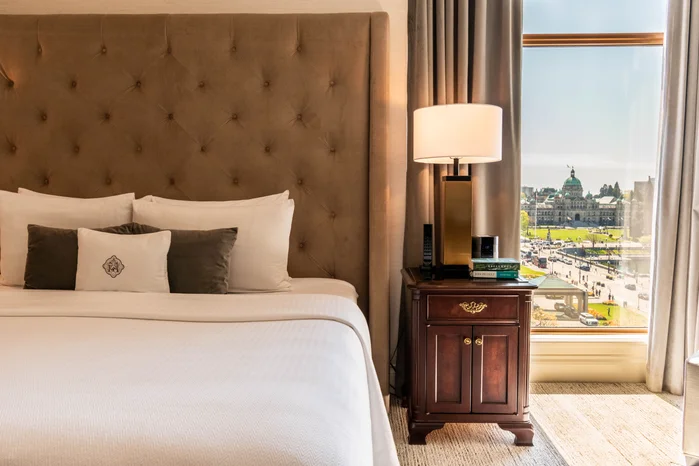 View of BC Legislature from Signature Diamond Room at Magnolia Hotel & Spa